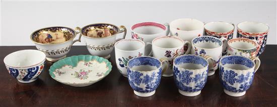 Group of 18th Century cups and 1 saucer